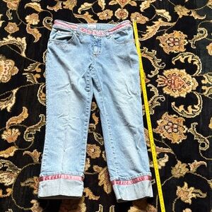 BLUGIRL “clam digger” Jeans with Pink Satin accents